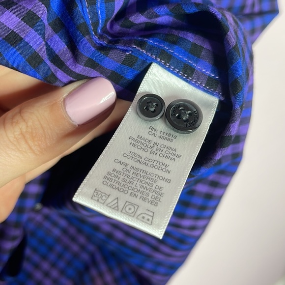 MICHAEL KORS tailored fit mens button down shirt XXL blue black purple NWOT - Picture 6 of 7